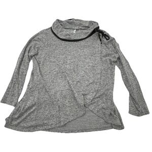 New York Collection Grey women's cowl neck tie up Wrap Style pullover 2XL